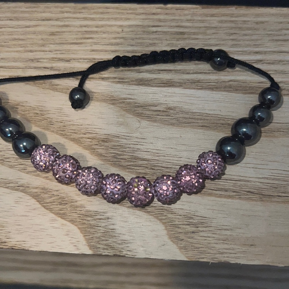Pink and Gunmetal Bead Bracelet